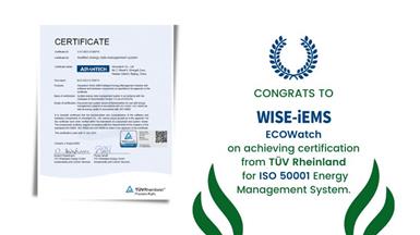 WISE-iEMS ECOWatch가 TUV로부터 ISO50001 에너지 관리 시스템 인증을 획득한 것을 축하합니다